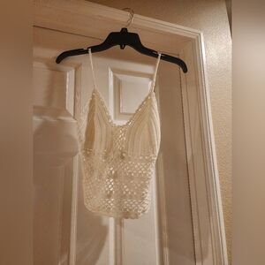 May & July crotchet white top